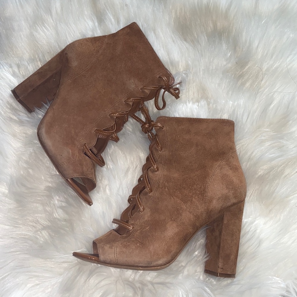 • Sam Edelman Suede Heel Boots Brown